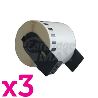 3 x Brother DK-22212 Generic Black Text on White Continuous Film Label Roll 62mm x 15.24m