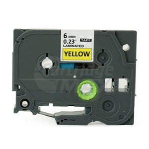 Brother TZe-611 Generic 6mm Black Text on Yellow Laminated Tape - 8 meters