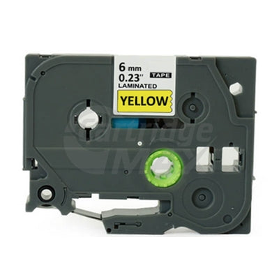 Brother TZe-611 Generic 6mm Black Text on Yellow Laminated Tape - 8 meters