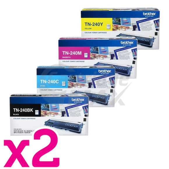 2 Sets of 4-Pack Brother TN-240 Original Toner Cartridges Combo [2BK,2C,2M,2Y]