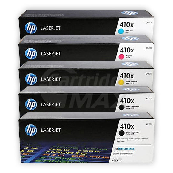 5 Pack HP 410X (CF410X-CF413X) Original Toner Cartridges [2BK,1C,1M,1Y]