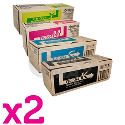 2 sets of 4 Pack Original Kyocera TK-554 Toner Cartridges FS-C5200DN [2BK,2C,2M,2Y]