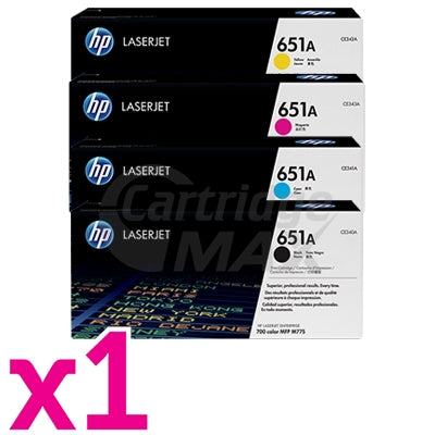 4 Pack HP CE340A-CE343A (651A) Original Toner Cartridges [1BK,1C,1M,1Y]