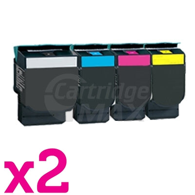 2 sets of 4 Pack Lexmark Generic C540 / C543 / C544 / C546 / X543 / X544 / X546 Toner Cartridges High Yield - BK 2,500 pages & CMY