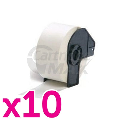 10 x Brother DK-11208 Generic Black Text on White Die-Cut Paper Label Roll 38mm x 90mm  - 400 labels per roll