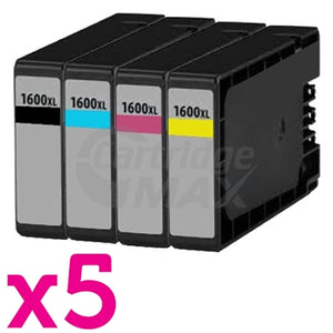 20 Pack Canon PGI-1600XL Generic High Yield Ink Cartridge [5BK,5C,5M,5Y]