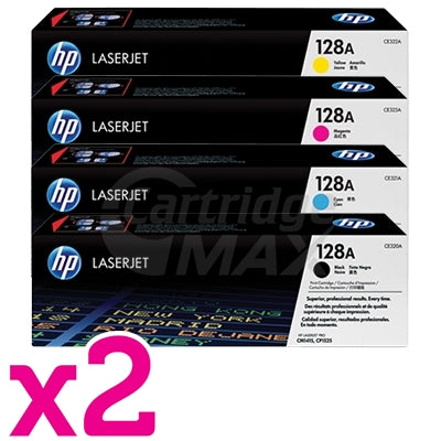 2 sets of 4 Pack HP CE320A-CE323A (128A) Original Toner Cartridges [2BK,2C,2M,2Y]
