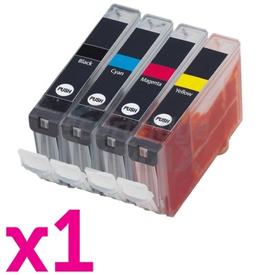 4-Pack Canon CLI-8BK/C/M/Y Generic Inkjet (with Chip) [BK+C+M+Y]