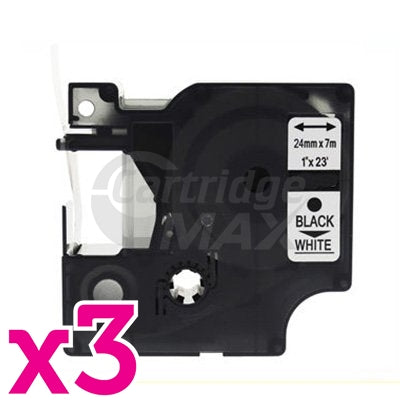 3 x Dymo SD53713 / S0720930 Generic 24mm Black Text on White Label Cassette - 7 meters
