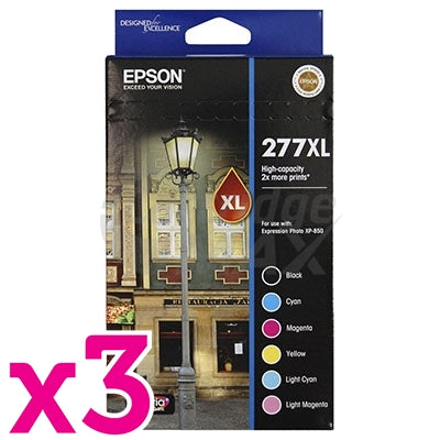 3 x Epson 277XL (C13T278892) Original High Yield Inkjet Value Pack [3BK,3C,3M,3Y,3LC,3LM]