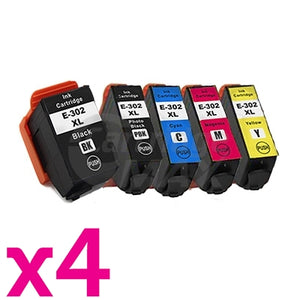 20 Pack Epson 302XL (C13T01X192,C13T01Y192-C13T01Y492) Generic High Yield Ink Combo [4BK+4PBK+4C+4M+4Y]