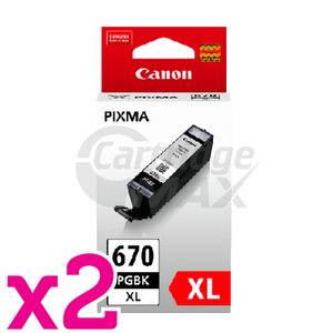 2 x Original Canon PGI-670XLBK Black High Yield Inkjet