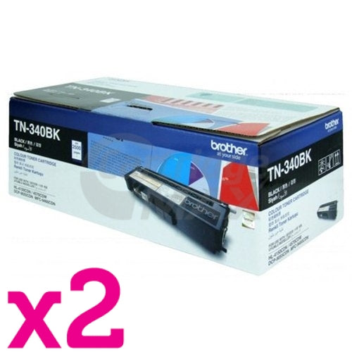 2 x Original Brother TN-340BK Black Toner Cartridge