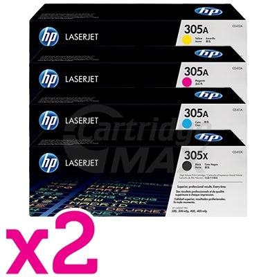 2 sets of 4 Pack HP CE410X-CE413A (305X/305A) Original Toner Cartridges [2BK,2C,2M,2Y]
