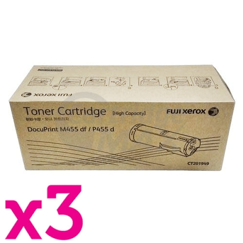 3 x Fuji Xerox DocuPrint P455d M455DF Original Toner Cartridge - 25,000 pages (CT201949)