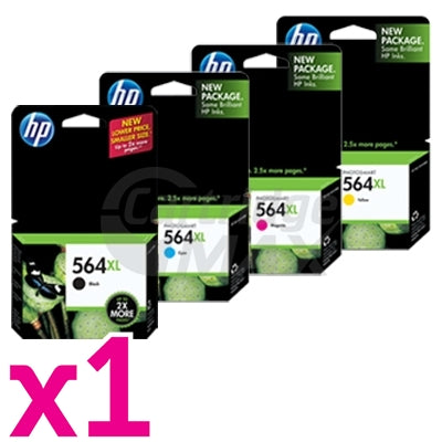 4 Pack HP 564XL Original Inkjet Cartridges CN684WA+CB323WA-CB325WA [1BK,1C,1M,1Y]