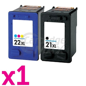 2 Pack HP 21XL + 22XL Generic Inkjet Cartridges C9351CA + C9352CA [1BK,1CL]