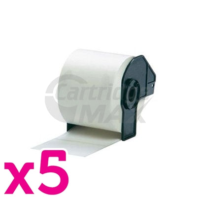 5 x Brother DK-11202 Generic Black Text on White Die-Cut Paper Label Roll 62mm x 100mm - 300 labels per roll