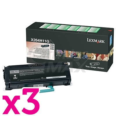3 x Lexmark (X264H11G) Original X264/X363/X364 Toner