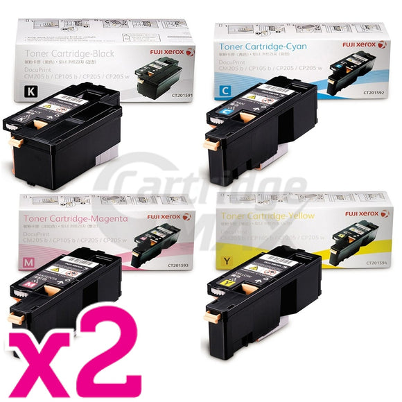 2 sets of 4 Pack Original Fuji Xerox DocuPrint CP105 CP205 CM205 CM215 CP215 Toner Cartridges(CT201591-CT201594)