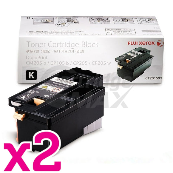 2 x Original Fuji Xerox DocuPrint CP105 CP205 CM205 CM215 CP215 Black Toner Cartridge(CT201591)