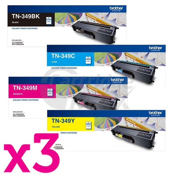 3 sets of 4-Pack Original Brother TN-349 Toner Combo [3BK,3C,3M,3Y]