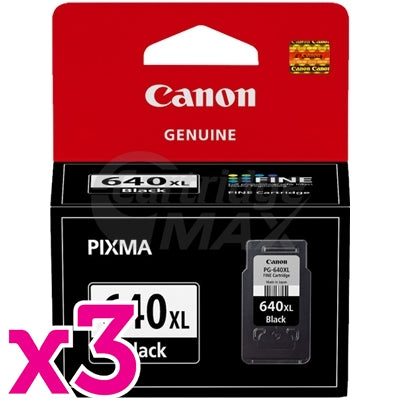 3 x Canon PG-640XL Original Black High Yield Ink Cartridge