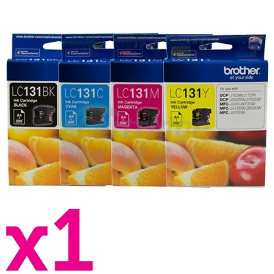 4-Pack Original Brother LC-131 Ink Cartridge Combo [1BK+1C+1M+1Y]