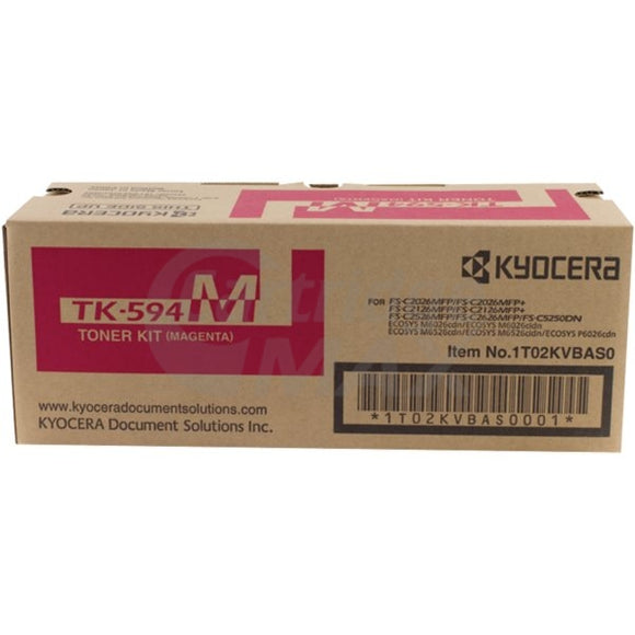 Original Kyocera TK-594M Magenta Toner Cartridge FS-C2026MFP, FS-C2126MFP, FS-C2526MFP, FS-C2626MFP, FS-C5250DN, M-6026CDN, M-6526CDN, P-6026CDN