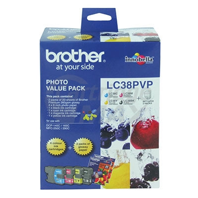 Original Brother LC-38PVP Photo Value Pack [BK+C+M+Y+Photo Paper]