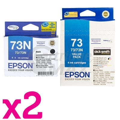 10-Pack Epson Original 73N Series Ink Cartridges [C13T105192BP+C13T105192] [4BK,2C,2M,2Y]