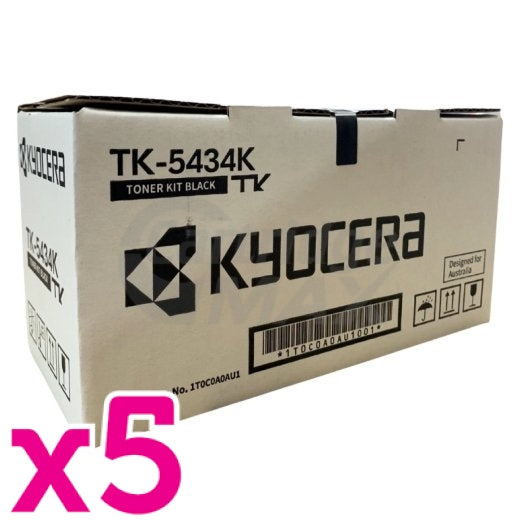 5 x Original Kyocera TK-5434K Black Toner Cartridge ECOSYS PA2100, MA