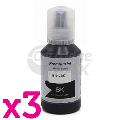 3 x Epson T512 Generic Black Ink Bottle C13T00G192
