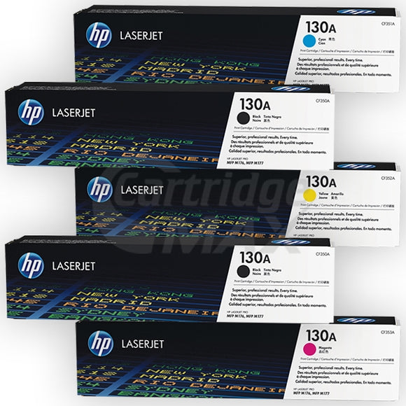 5 Pack HP CF350A-CF353A (130A) Original Toner Cartridges [2BK,1C,1M,1Y]