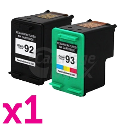 2 Pack HP 92 + 93 Generic Inkjet Cartridges  C9362WA + C9361WA [1BK,1CL]