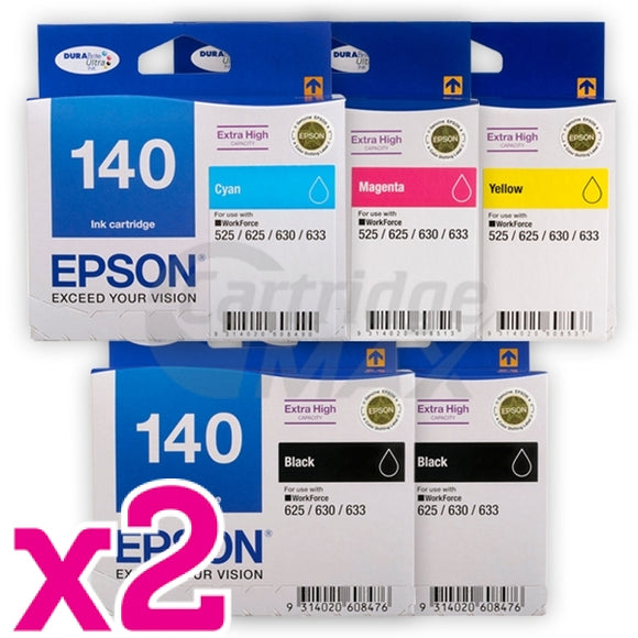 10 Pack Epson 140 (T1401-T1404) Original Extra High Yield Inkjet Cartridges [4BK,2C,2M,2Y]