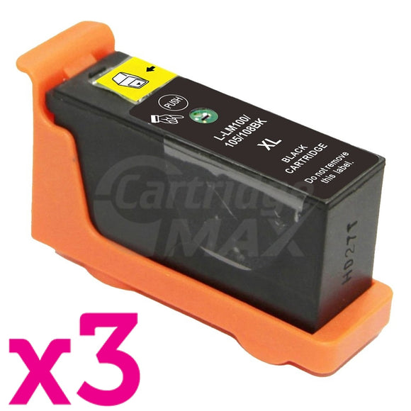 3 x Lexmark No.100XL (14N1068A) Generic Black Ink High Yield Cartridge