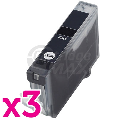 3 x Pack Canon CLI-8BK Generic Black Inkjet Cartridges (with Chip)