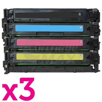 3 sets of 4 Pack HP CB540A-CB543A (125A) Generic Toner Cartridges [3BK,3C,3M,3Y]
