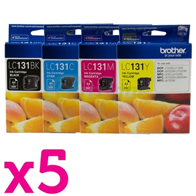 20-Pack Original Brother LC-131 Ink Cartridge Combo [5BK+5C+5M+5Y]