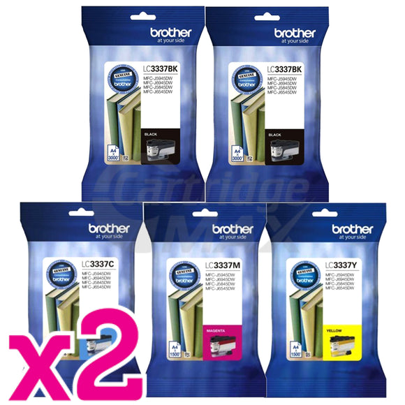 10 Pack Brother LC-3337 Original High Yield Ink Cartridge Combo [4BK, 2C, 2M, 2Y]