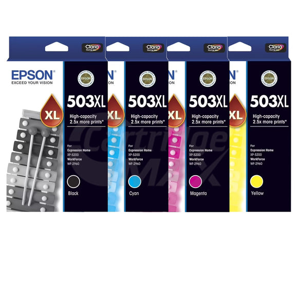 5 Pack Epson 503XL Original High Yield Inkjet Cartridge Combo C13T09R192 - C13T09R492 [2BK,1C,1M,1Y]