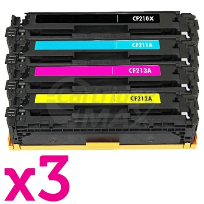 3 Sets of 4 Pack HP CF210X-CF213A (131X / 131A) Generic Toner Cartridges [3BK,3C,3M,3Y]