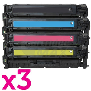 3 sets of 4 Pack HP CC530A-CC533A (304A) Generic Toner Cartridges [3BK,3C,3M,3Y]