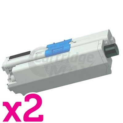 2 x OKI Generic C301 / C321 Black Toner Cartridge (44973548)