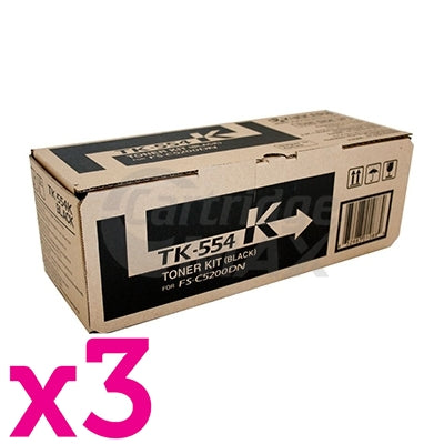 3 x Original Kyocera TK-554K Black Toner Cartridge FS-C5200DN