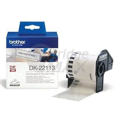 Brother DK-22113 Original Black Text on Clear Continuous Film Label Roll 62mm x 15.24m