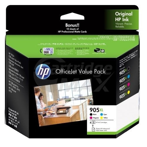 HP 905XL Original High Yield Inkjet Cartridge Combo Value Pack 3GN11A [1BK,1C,1M,1Y]