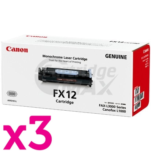 3 x Canon FX-12 Black Original Toner Cartridge
