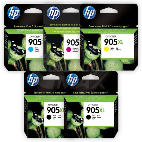 5 Pack HP 905XL Original High Yield Inkjet Combo T6M05AA - T6M17AA [2BK,1C,1M,1Y]